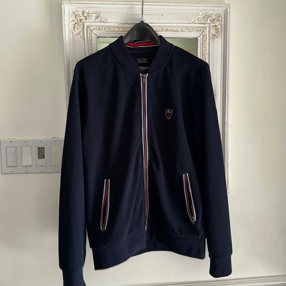 ZARA MAN sweater jacket medium navy blue NOT AVAILABLE - Picture 1 of 6